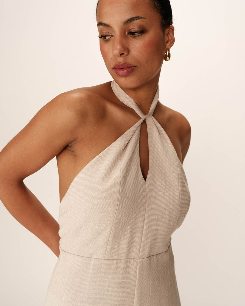 Philomene Beige Backless Jumpsuit