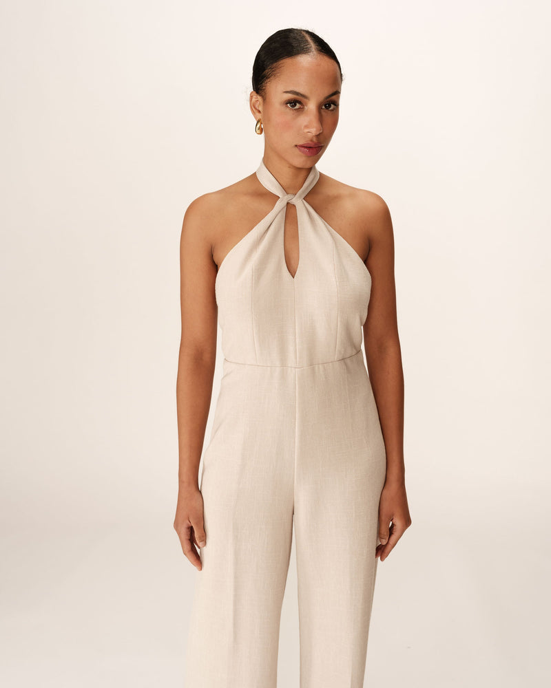 Philomene Beige Backless Jumpsuit