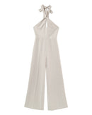 Philomene Beige Backless Jumpsuit