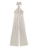 Philomene Beige Backless Jumpsuit