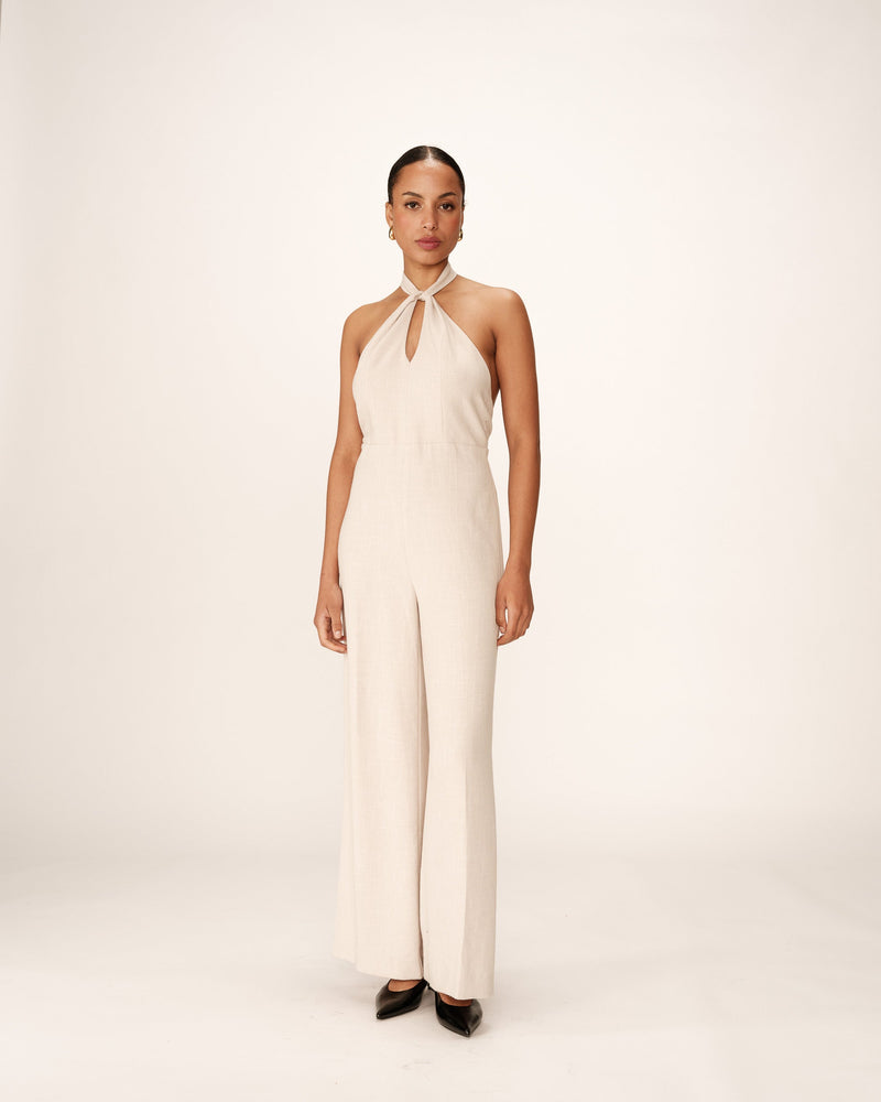 Philomene Beige Backless Jumpsuit
