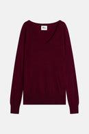 Jersey con cuello en V - Phoebe - Burdeos