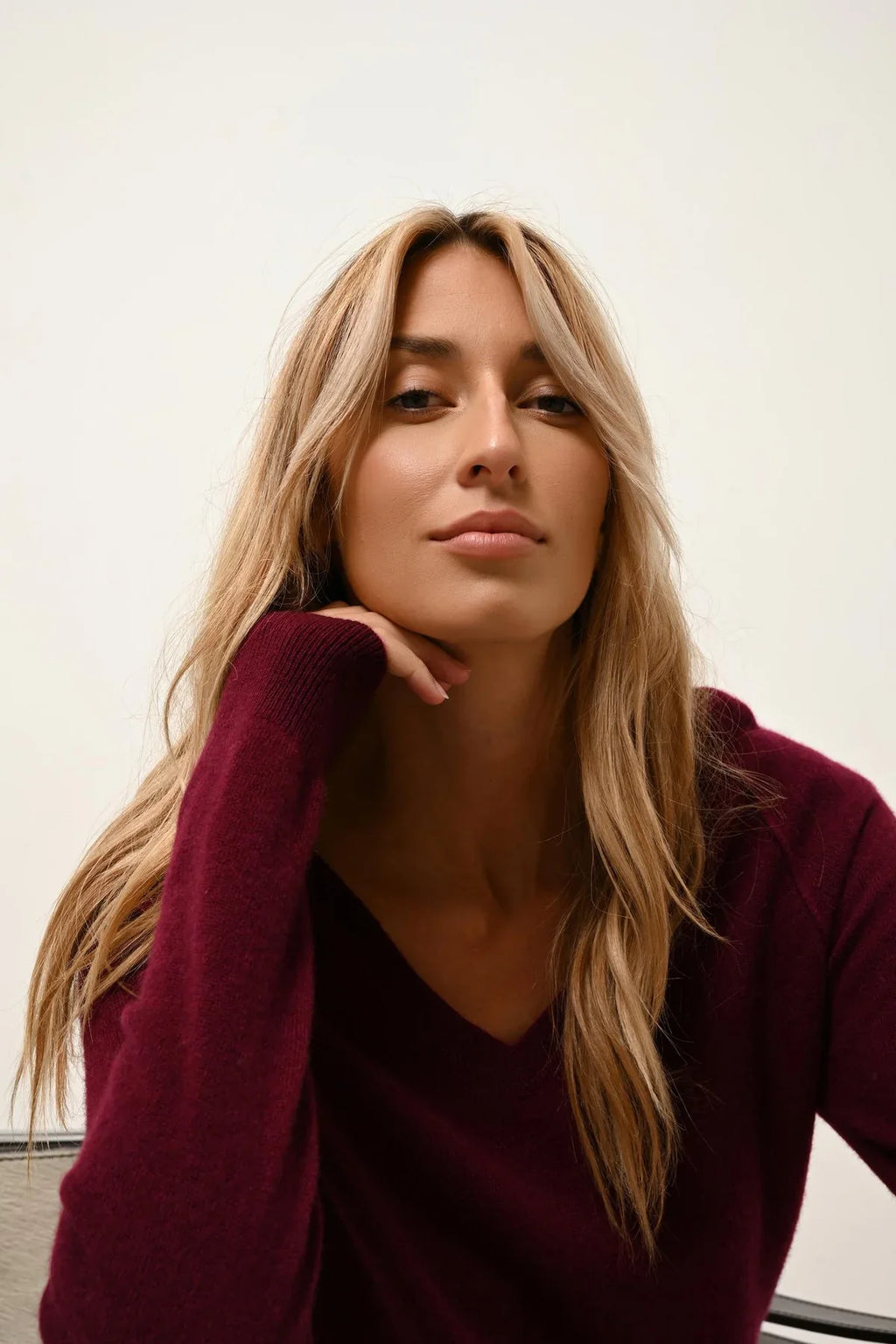 Pull Col V - Phoebe - Bordeaux