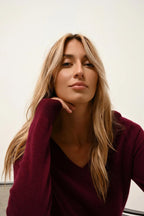 Pull Col V - Phoebe - Bordeaux