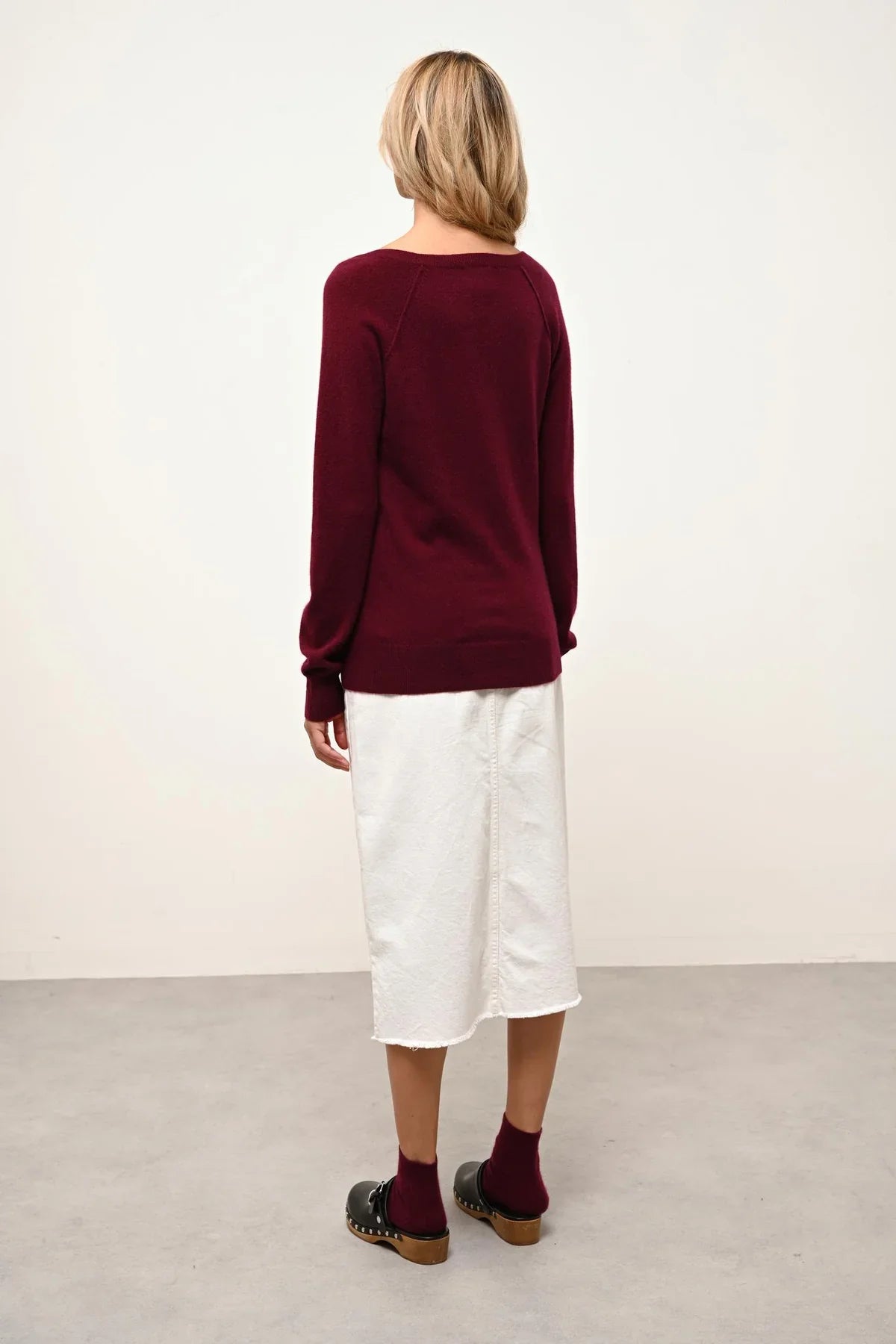 Pull Col V - Phoebe - Bordeaux