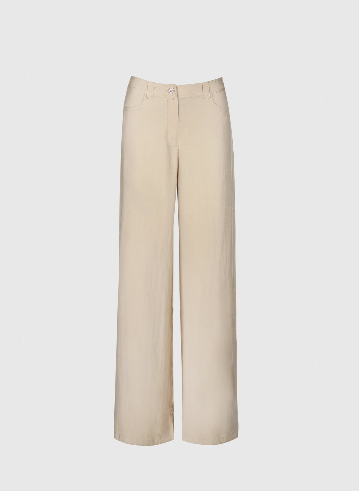 An'ge – Pantalon Phoebila Beige, pantalon large beige clair, vue de face, sur fond uni