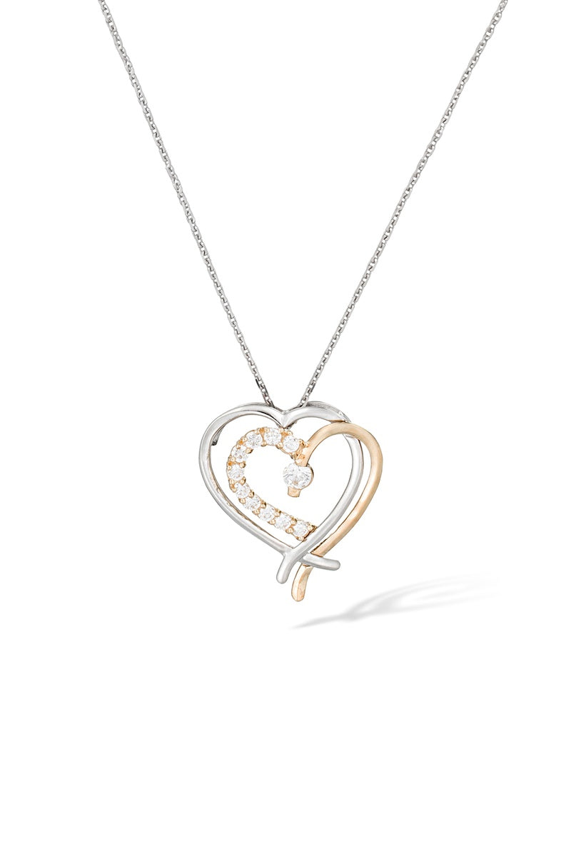 Pendentif "Coup De Coeur" Or Bicolore 375/1000 Et Zirconium