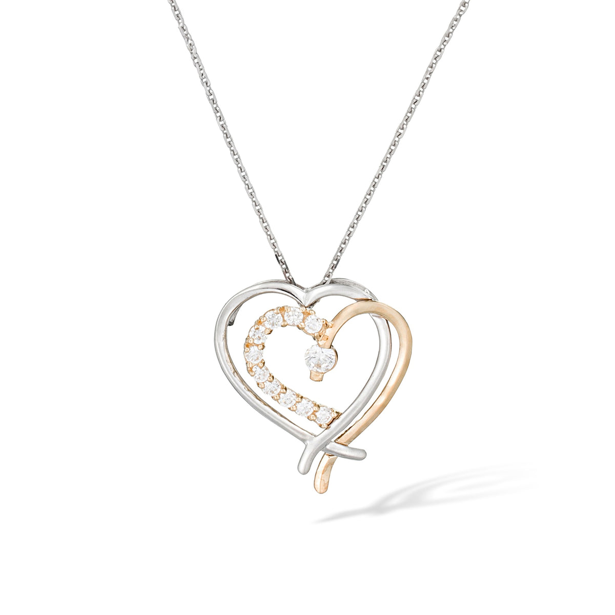Pendentif "Coup De Coeur" Or Bicolore 375/1000 Et Zirconium