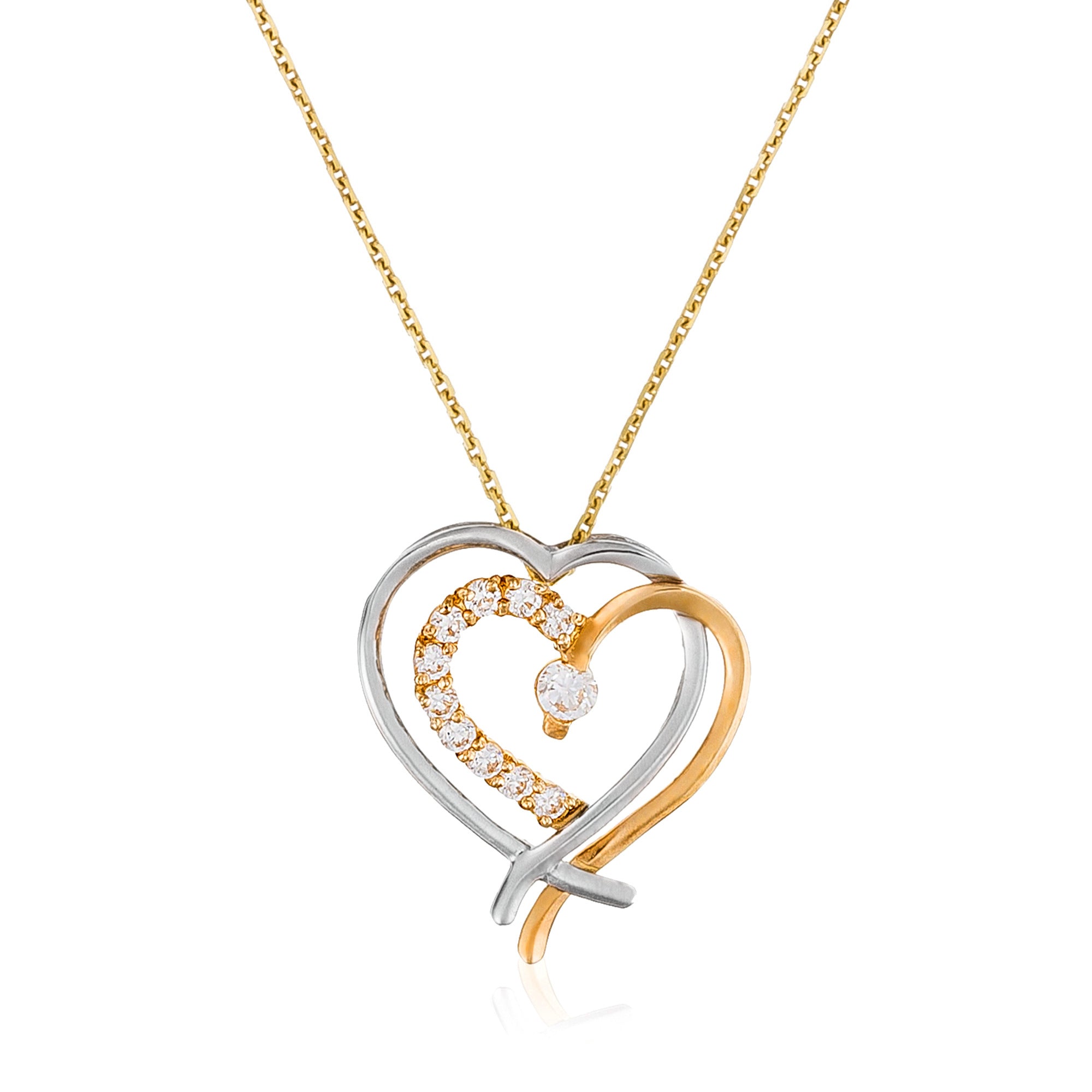 Colgante "Coup De Coeur" Oro Amarillo, Oro Blanco 375/1000 y Circonio