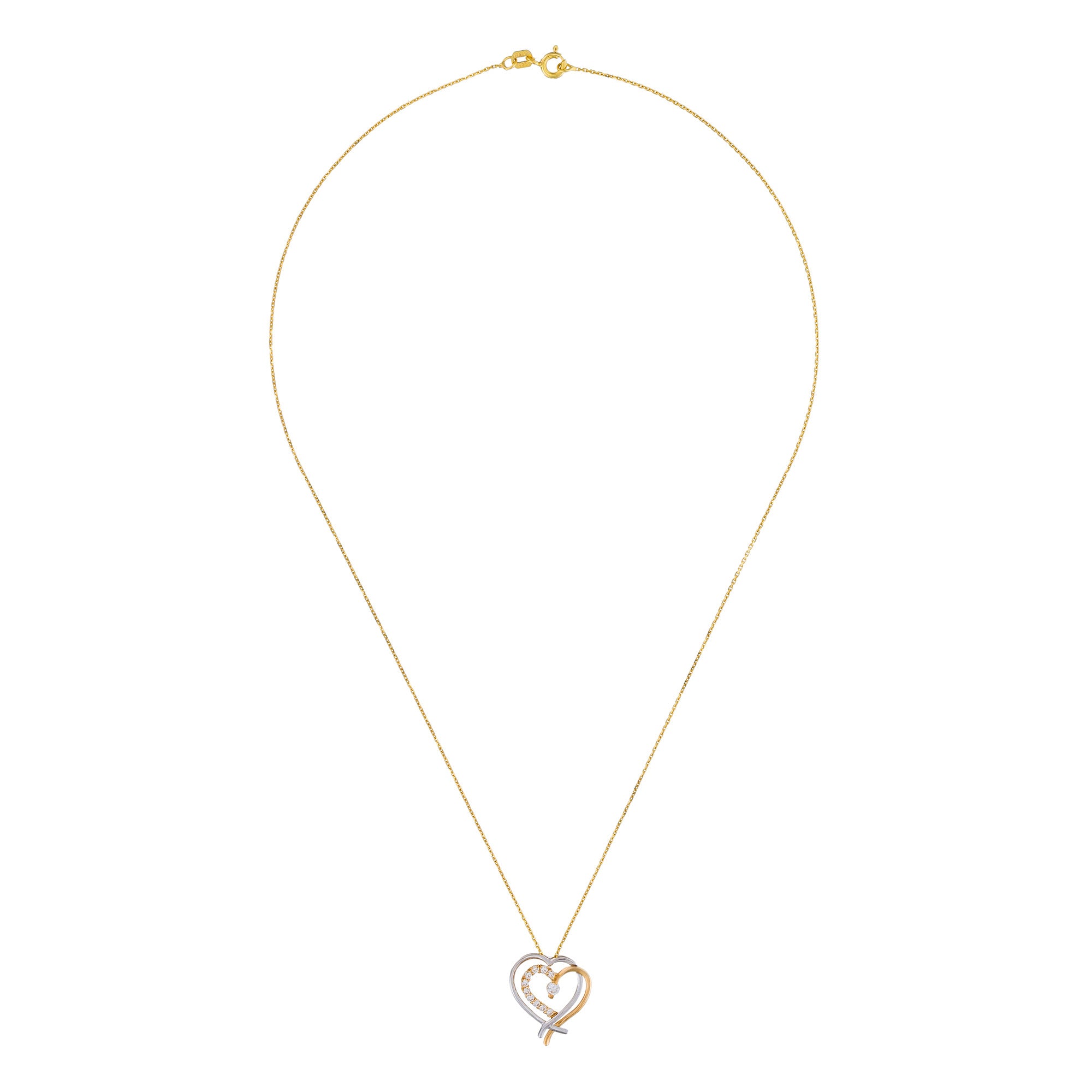 Colgante "Coup De Coeur" Oro Amarillo, Oro Blanco 375/1000 y Circonio