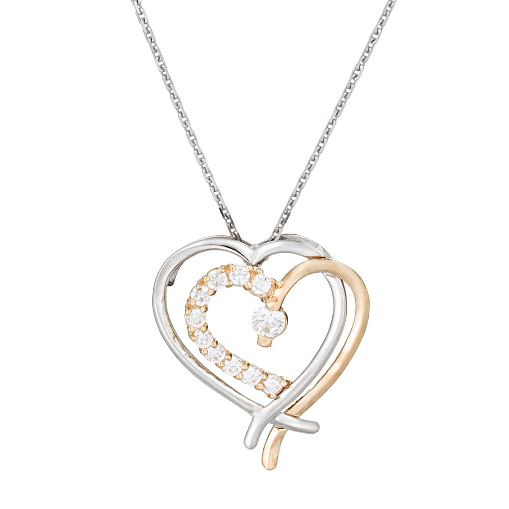 Colgante "Coup De Coeur" Oro Amarillo, Oro Blanco 375/1000 y Circonio