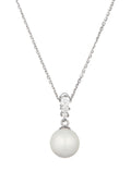 Pendentif "Clarté" Or Blanc 375/1000 Perle Blanche Et Zirconium