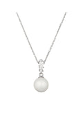 Pendentif "Clarté" Or Blanc 375/1000 Perle Blanche Et Zirconium