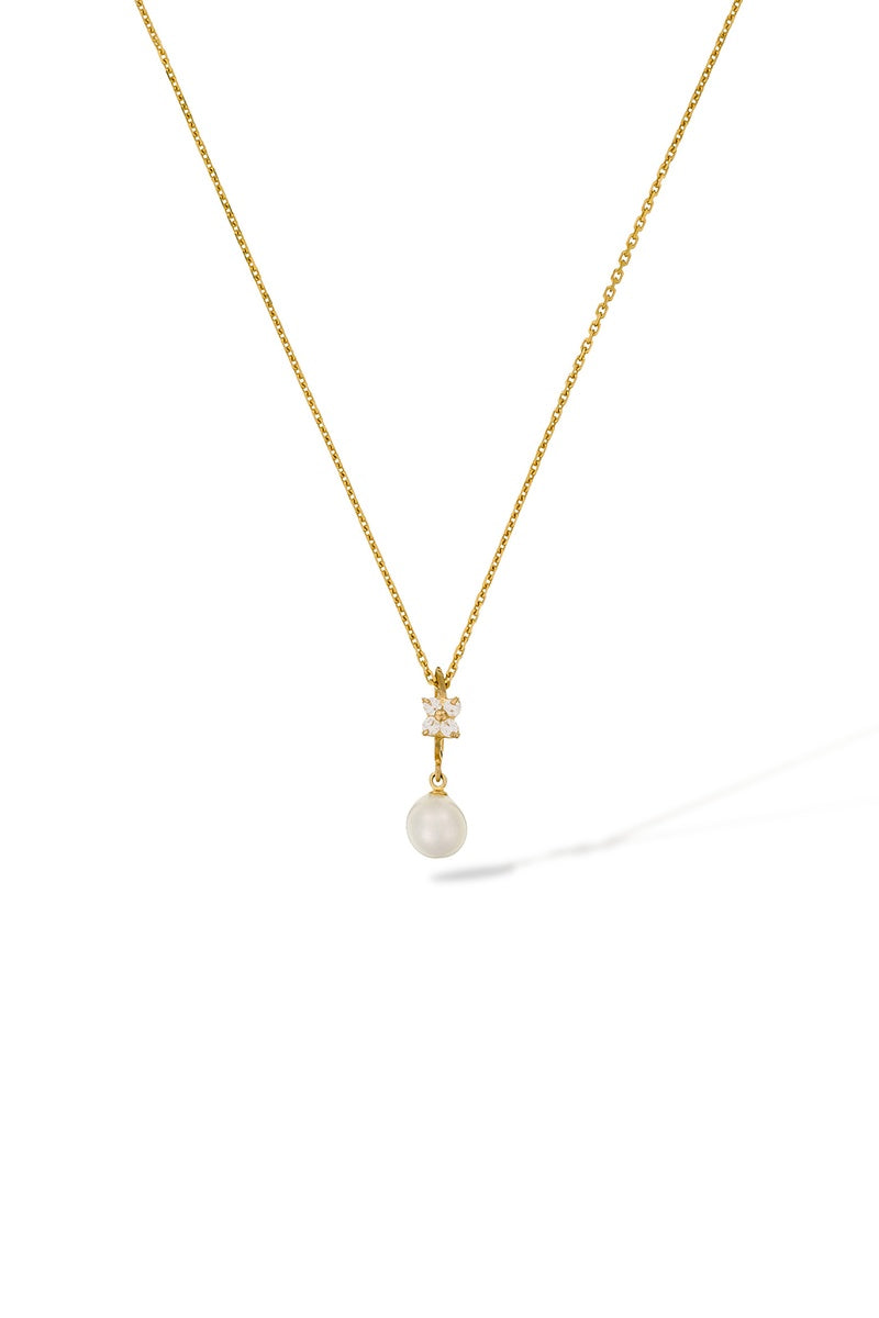 Pendentif "Gift" Or Jaune 375/1000 Perle Blanche Et Zirconium