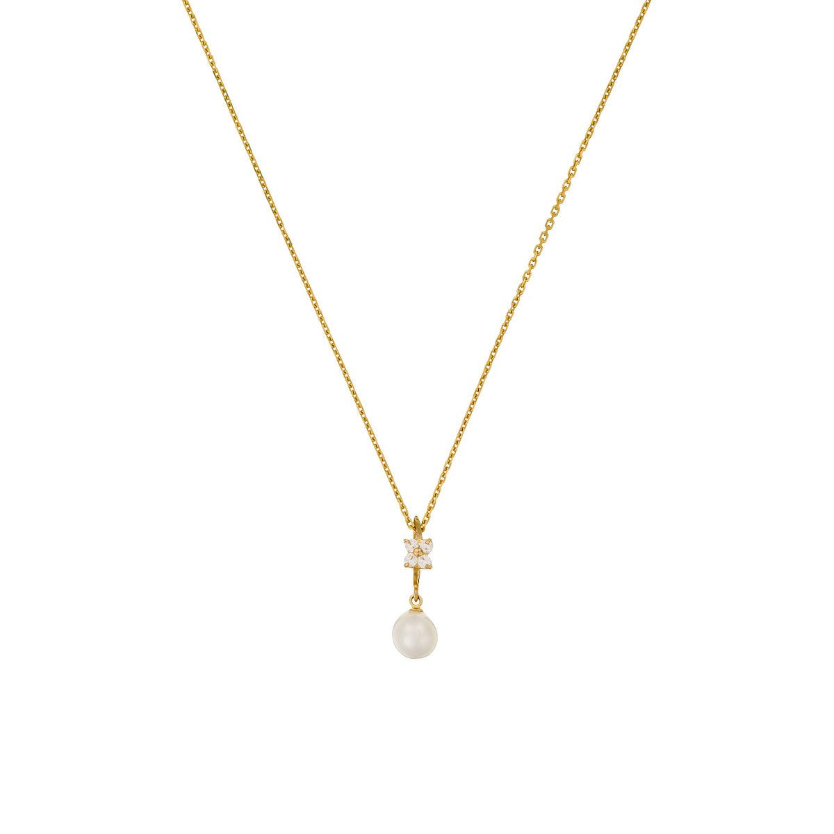 Pendentif "Gift" Or Jaune 375/1000 Perle Blanche Et Zirconium