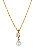 Pendentif "Gift" Or Jaune 375/1000 Perle Blanche Et Zirconium