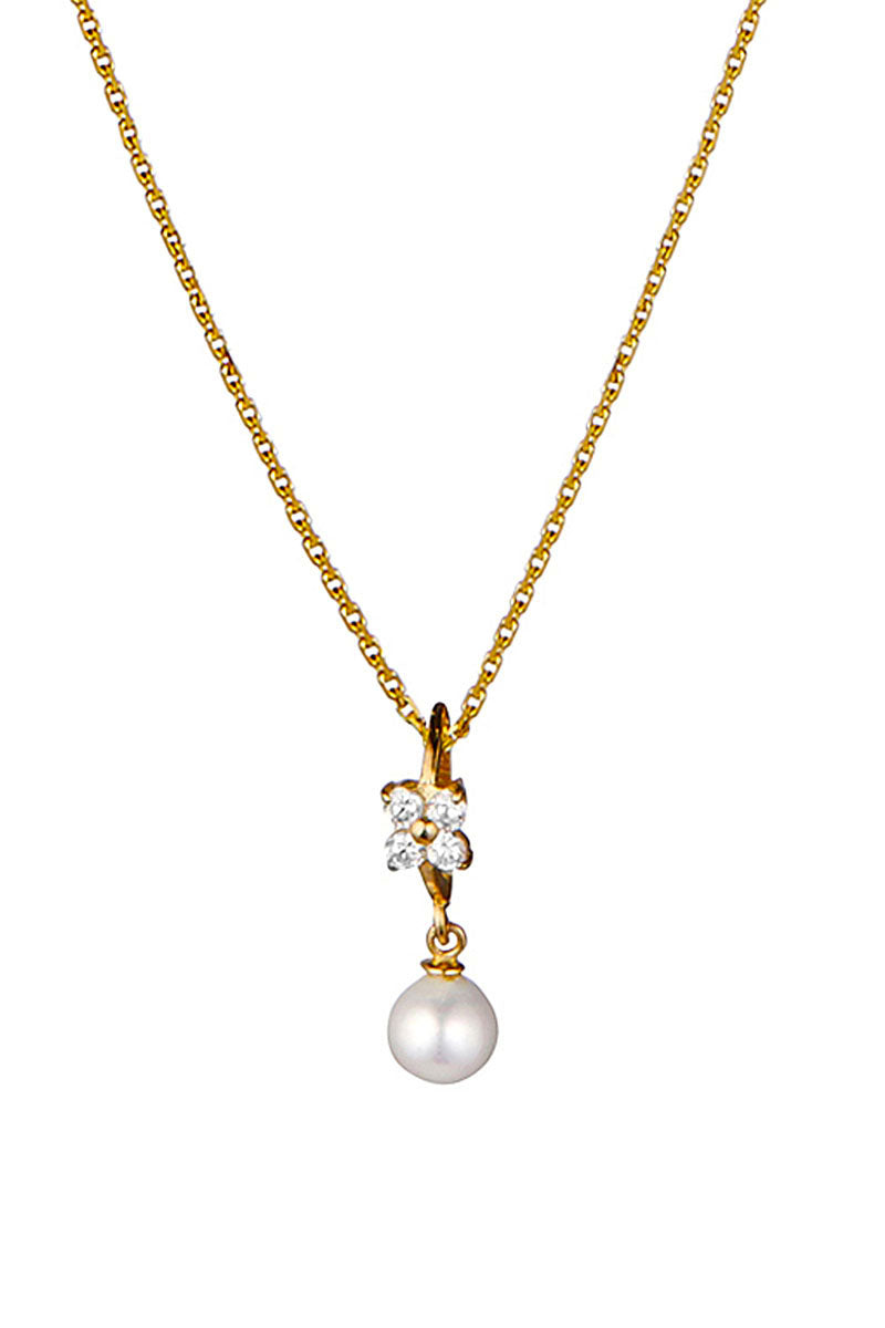 Pendentif "Gift" Or Jaune 375/1000 Perle Blanche Et Zirconium