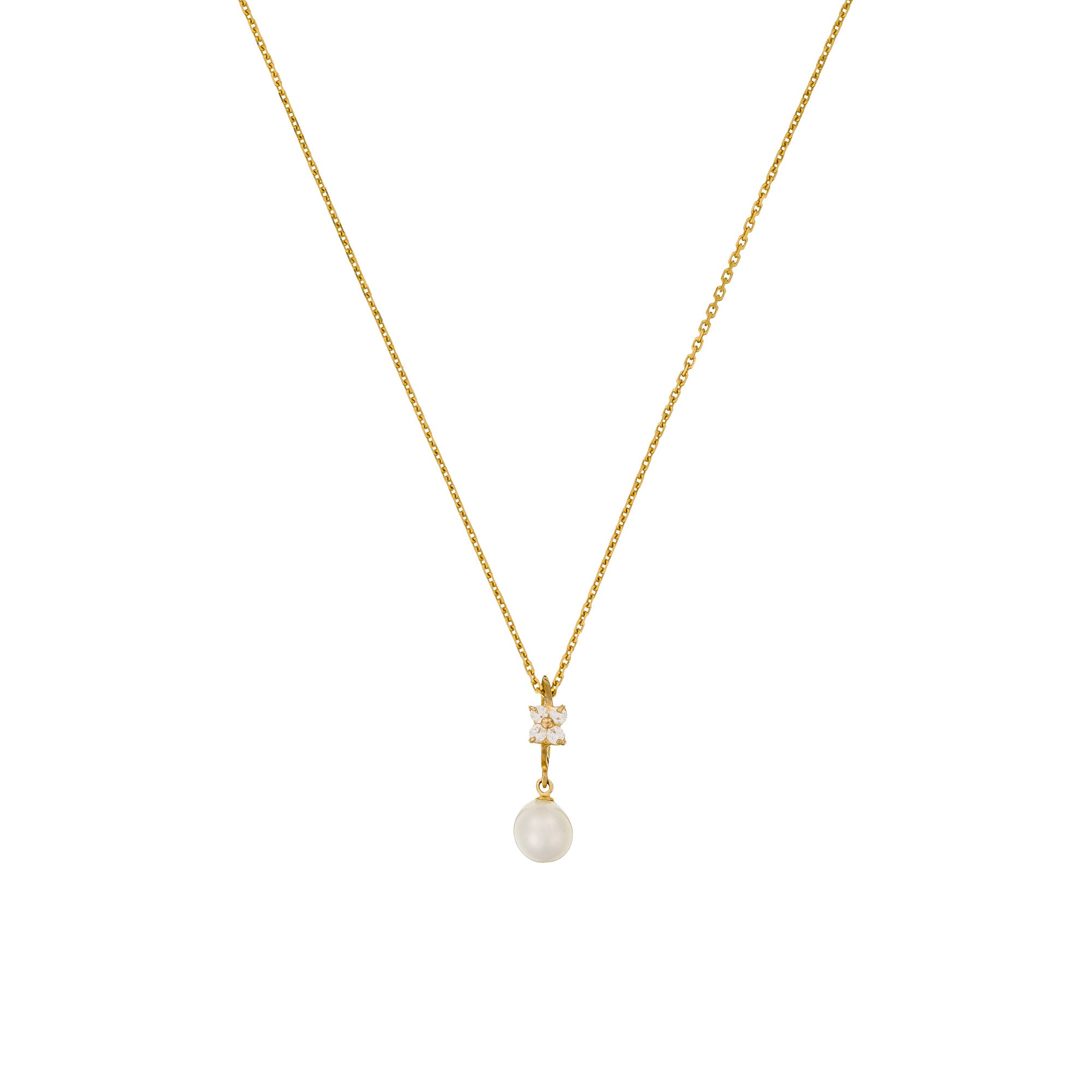 Pendentif "Gift" Or Jaune 375/1000 Perle Blanche Et Zirconium