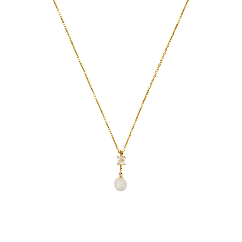 Pendentif "Gift" Or Jaune 375/1000 Perle Blanche Et Zirconium