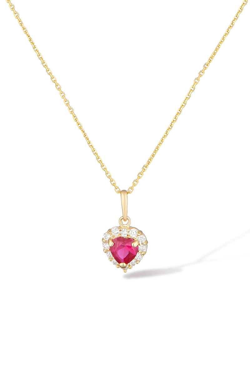 Pendentif "Embrasé" Or Jaune 375/1000 Et Zirconium Rouge