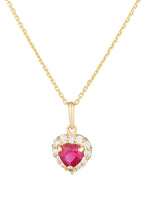 Pendentif "Embrasé" Or Jaune 375/1000 Et Zirconium Rouge