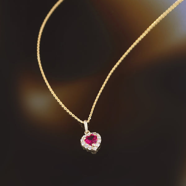 “Embrasé” Pendant 375/1000 Yellow Gold And Red Zirconium
