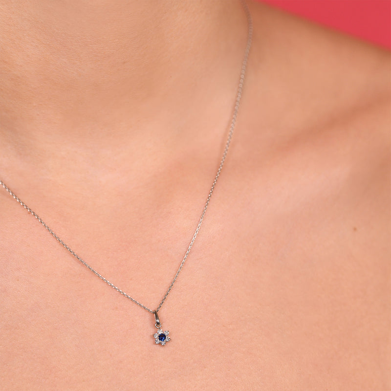 Pendentif "Le Messager Bleu" - Or Blanc 375/1000 Et Zirconium Bleu