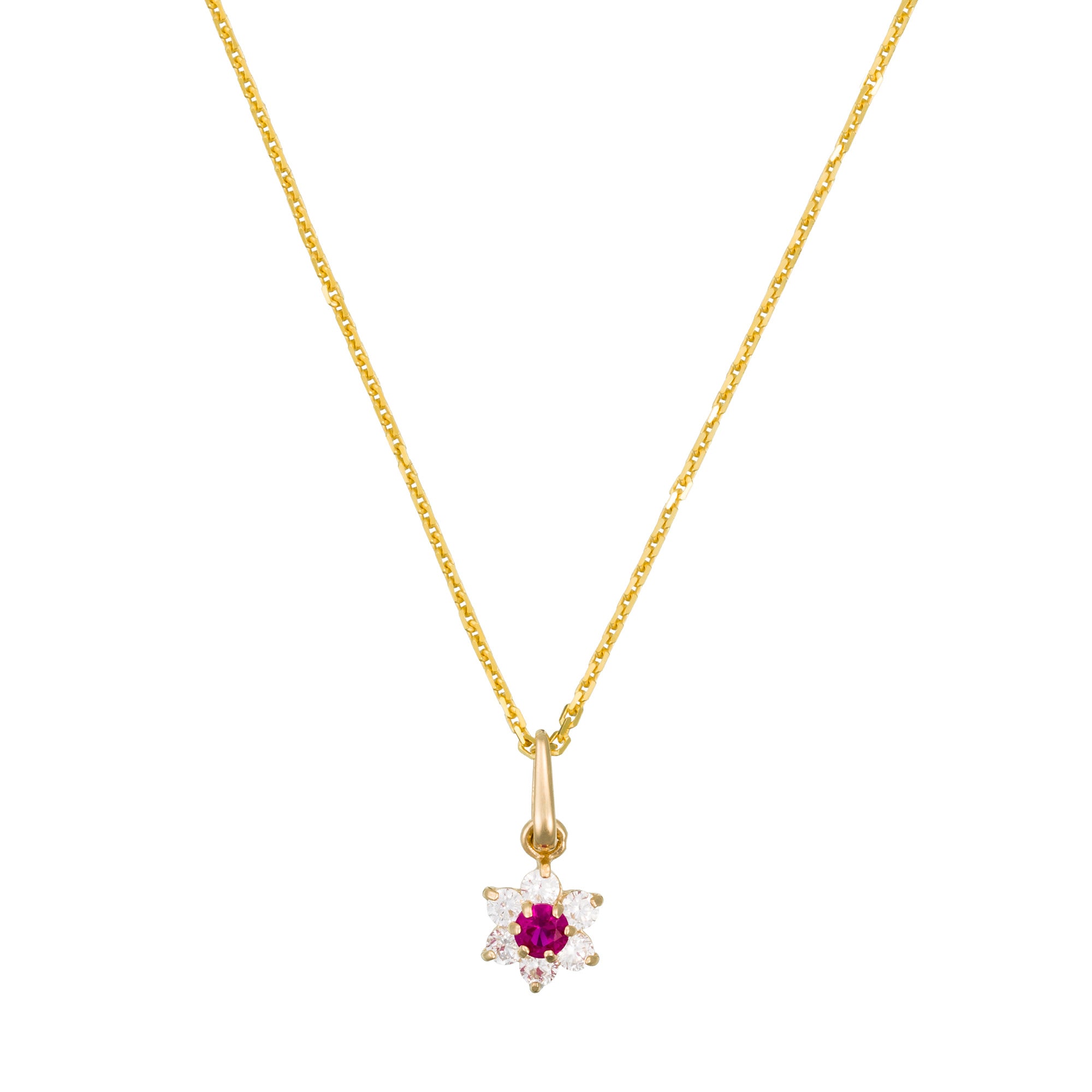 "The Red Messenger" Pendant - 375/1000 Yellow Gold And Red Zirconium