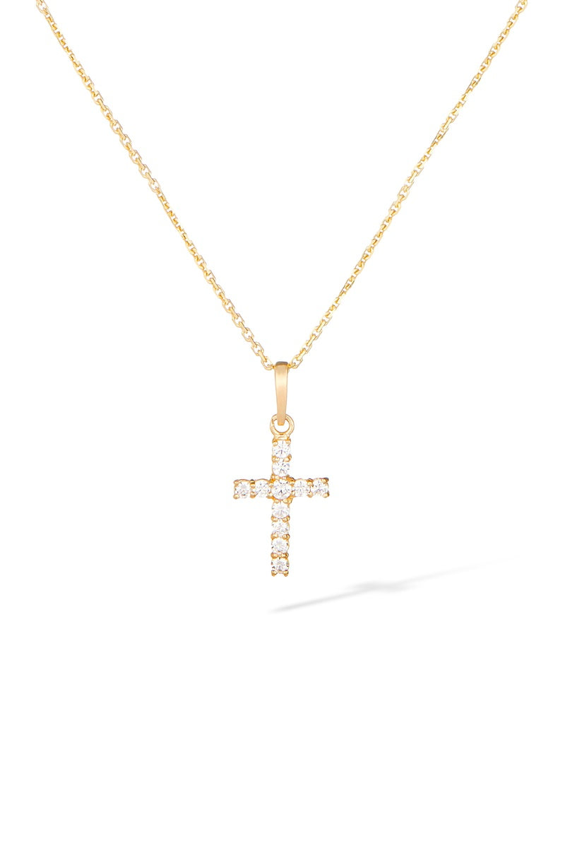 Pendentif "Croix Vérité" Or Jaune 375/1000 Et Zirconium