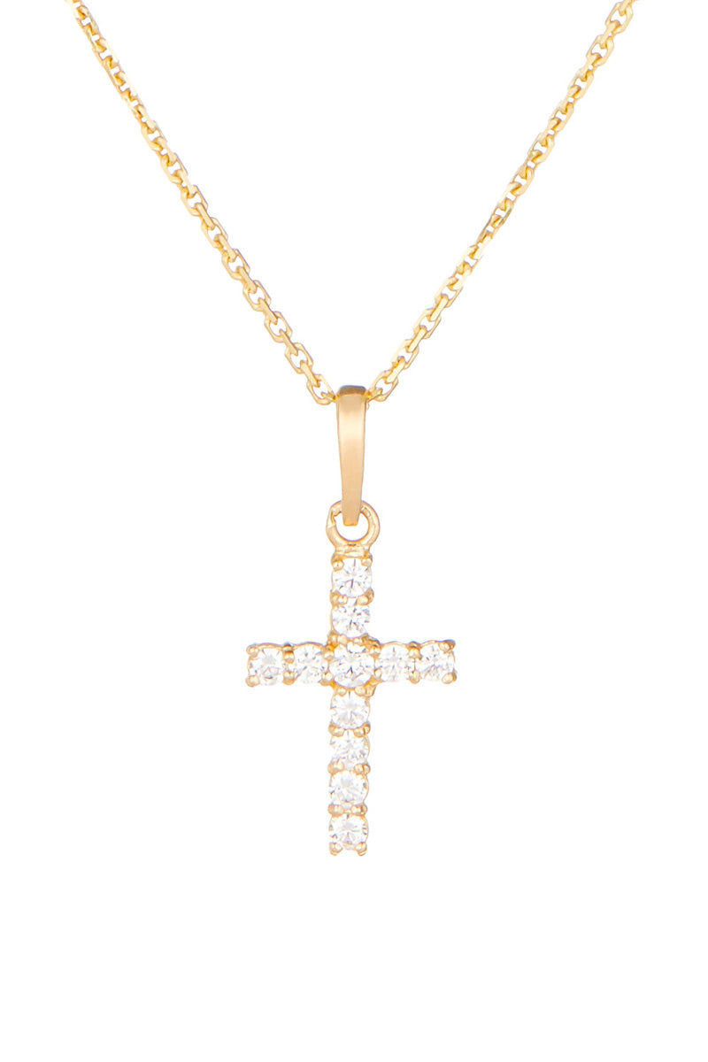 Pendentif "Croix Vérité" Or Jaune 375/1000 Et Zirconium