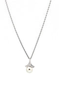 Pendentif "Phenix" Or Blanc 375/1000 Perle Blanche Et Zirconium