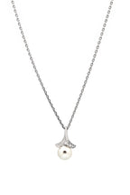 Pendentif "Phenix" Or Blanc 375/1000 Perle Blanche Et Zirconium