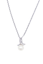 Pendentif "Phenix" Or Blanc 375/1000 Perle Blanche Et Zirconium