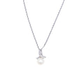 Pendentif "Phenix" Or Blanc 375/1000 Perle Blanche et Zirconium