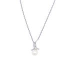Pendentif "Phenix" Or Blanc 375/1000 Perle Blanche et Zirconium