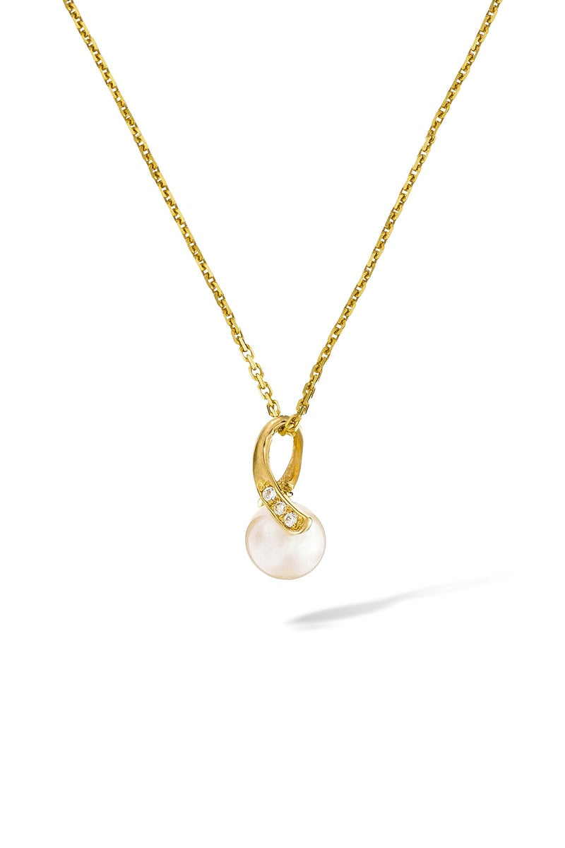 Pendentif "Phenix" Or Jaune 375/1000 Perle Blanche Et Zirconium