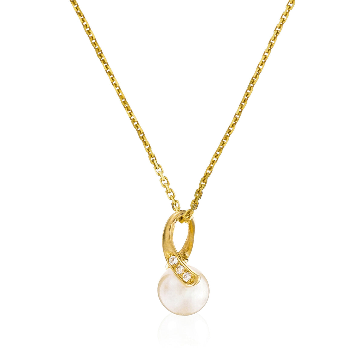 Pendentif "Phenix" Or Jaune 375/1000 Perle Blanche Et Zirconium