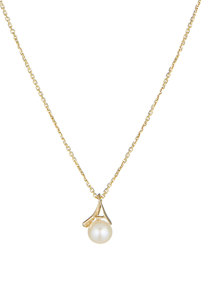 Colgante Phenix - Oro Amarillo Perla Blanca y Circonio