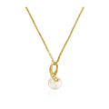 Colgante “Phenix” Oro amarillo 375/1000 Perla blanca y circonio