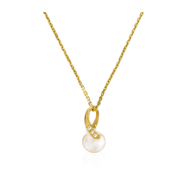 Colgante “Phenix” Oro amarillo 375/1000 Perla blanca y circonio