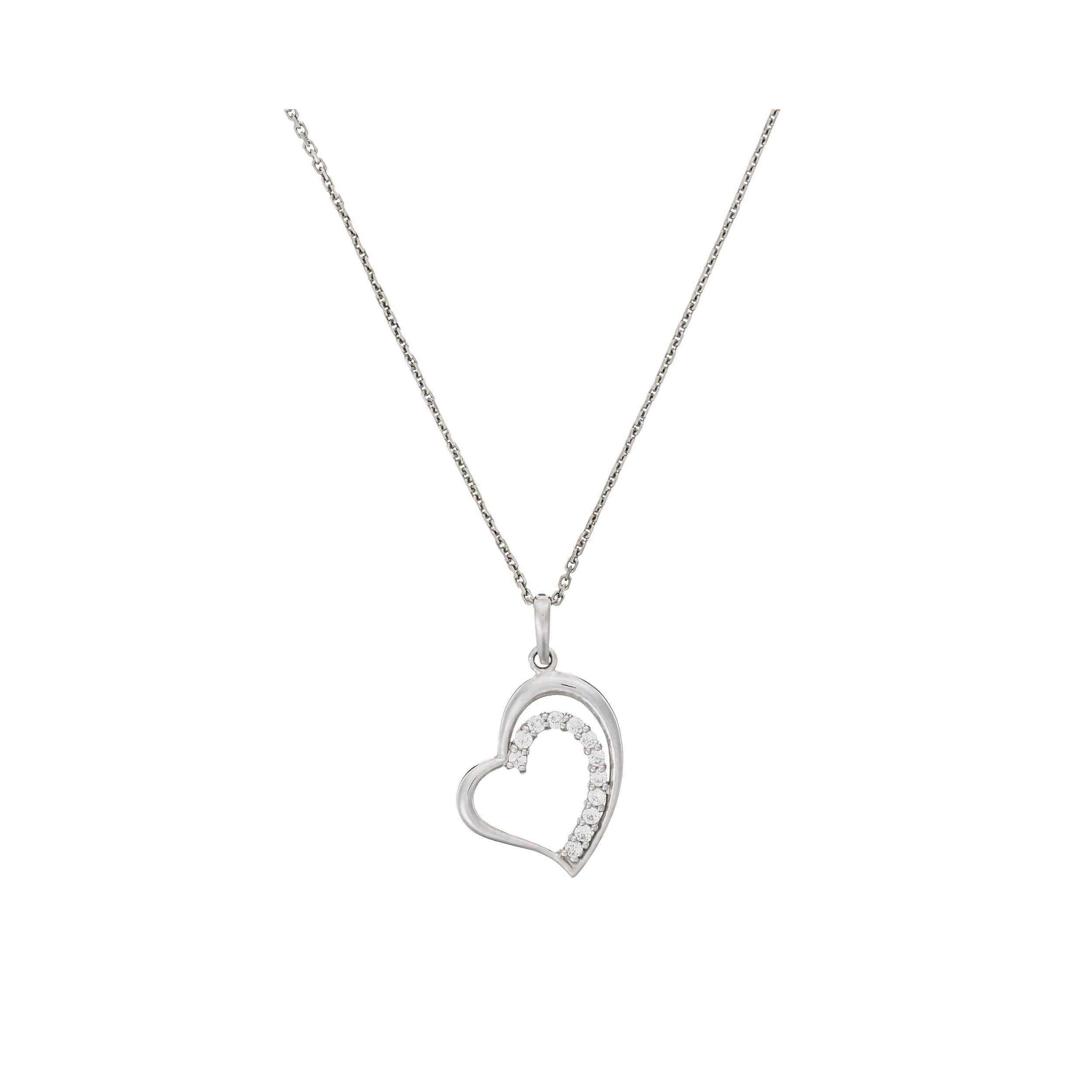 "Comforting" Pendant in 375/1000 White Gold and Zirconium