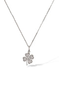 Pendentif "Trèfle" Or Blanc 375/1000 Et Zirconium