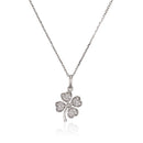 Pendentif "Trèfle" Or Blanc 375/1000 et Zirconium