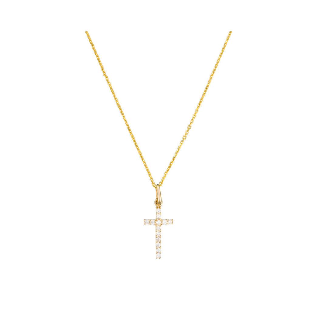 Pendentif "Croix Promise" Or Jaune 375/1000 Et Zirconium