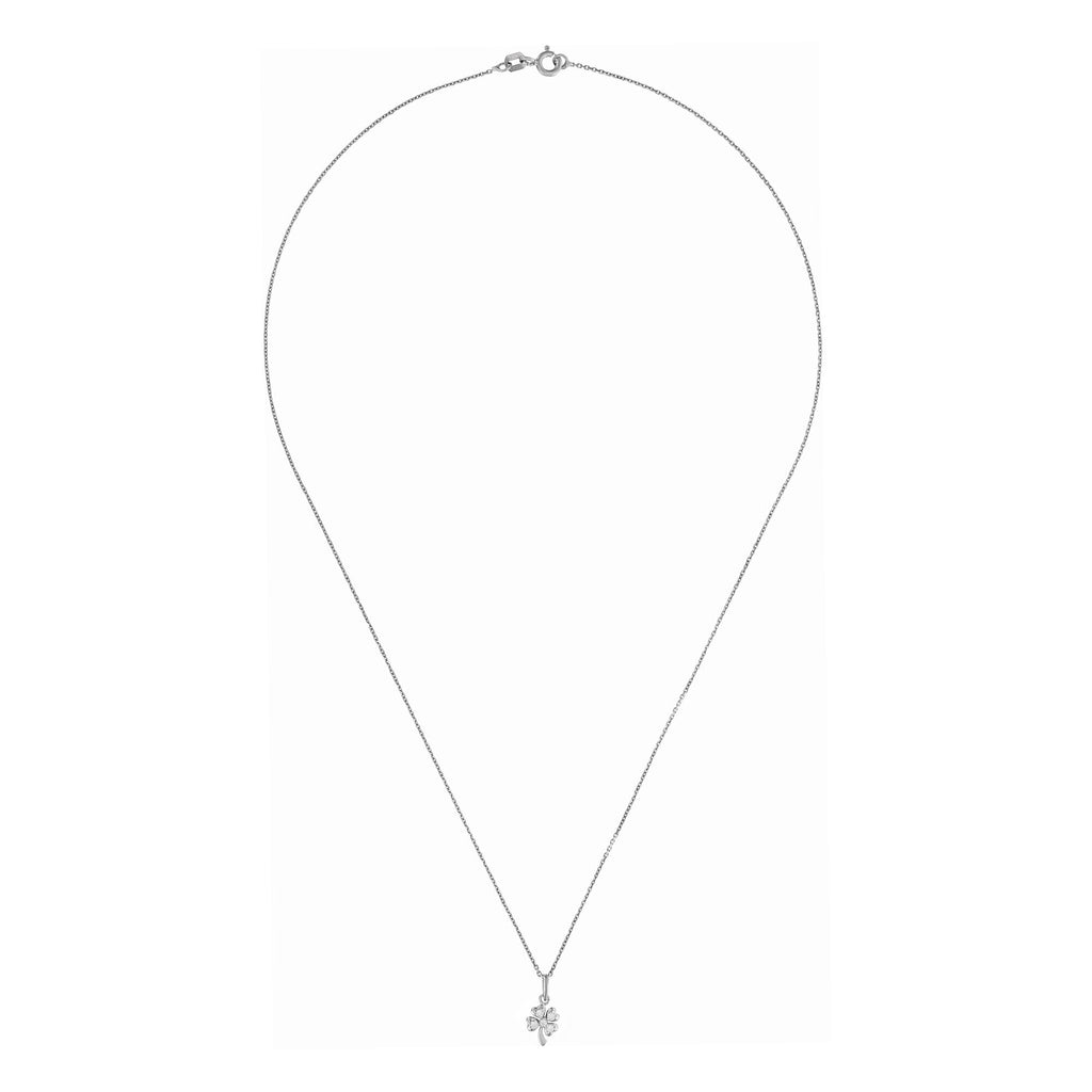 Pendentif "Petit Trèfle" - Or Blanc 375/1000 Et Zirconium