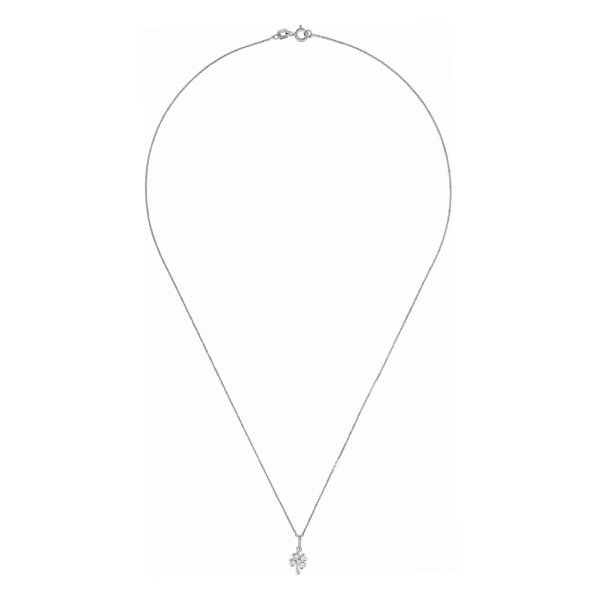 Pendentif "Petit Trèfle" - Or Blanc 375/1000 Et Zirconium