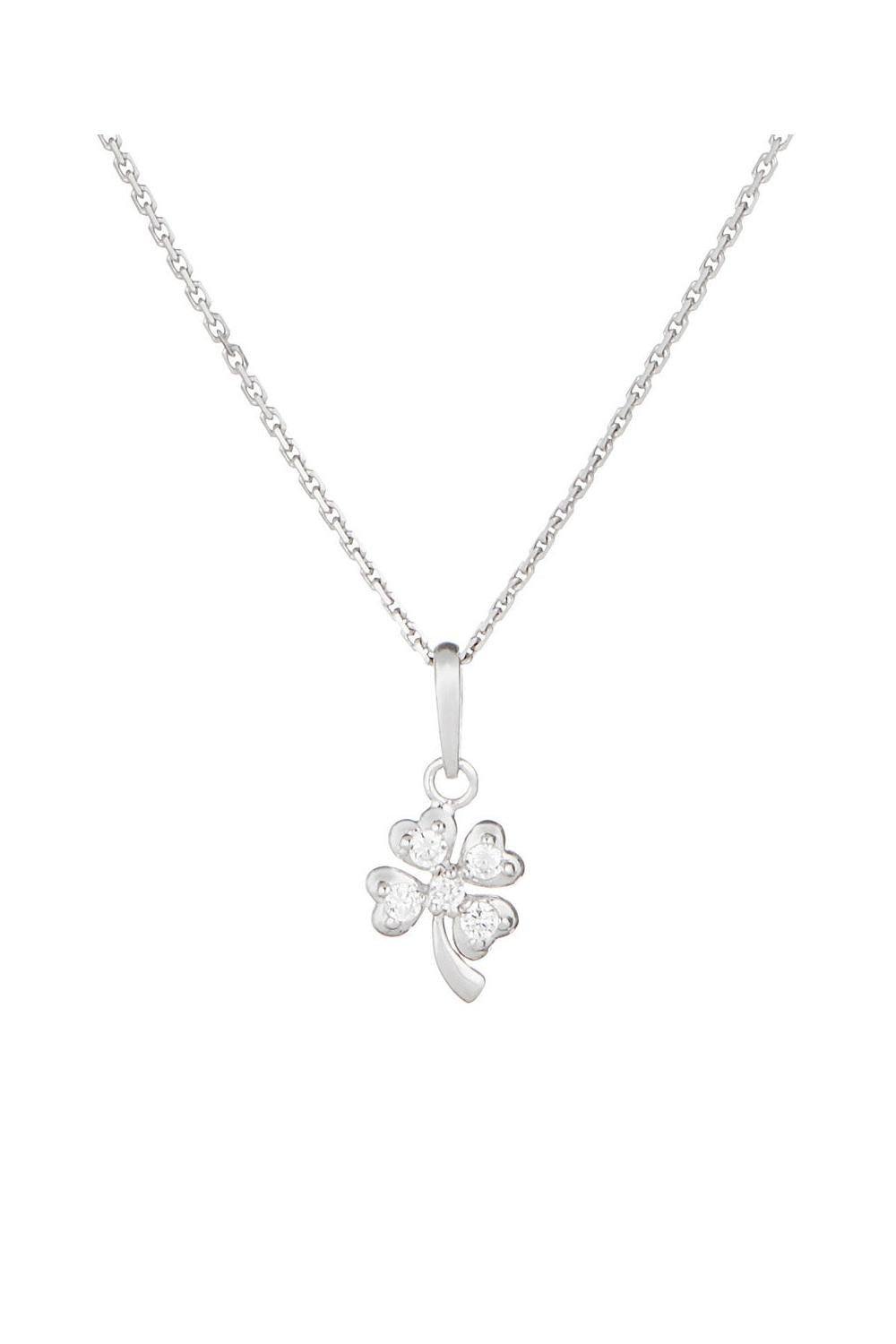 "Small Clover" Pendant in 375/1000 White Gold and Zirconium