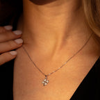 Pendentif "Petit Trèfle" Or Blanc 375/1000 Et Zirconium