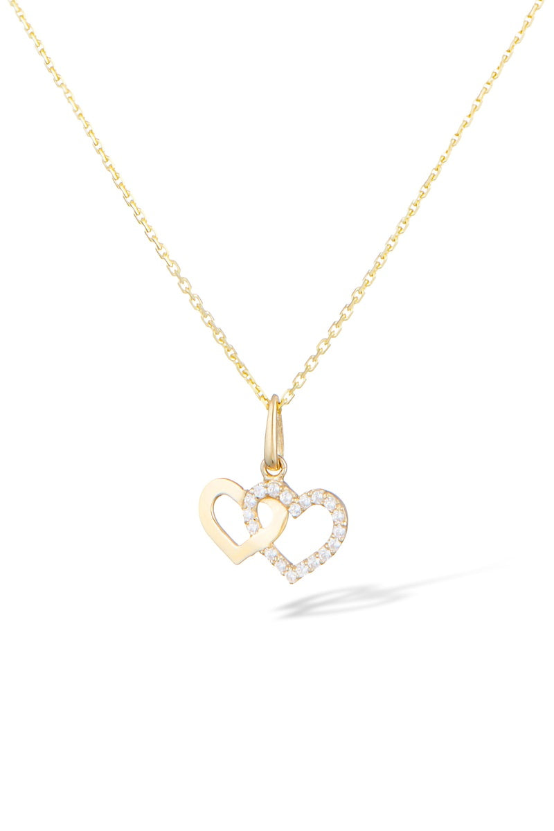 Pendente "Abbracciami" in oro giallo 375/1000 e zirconio