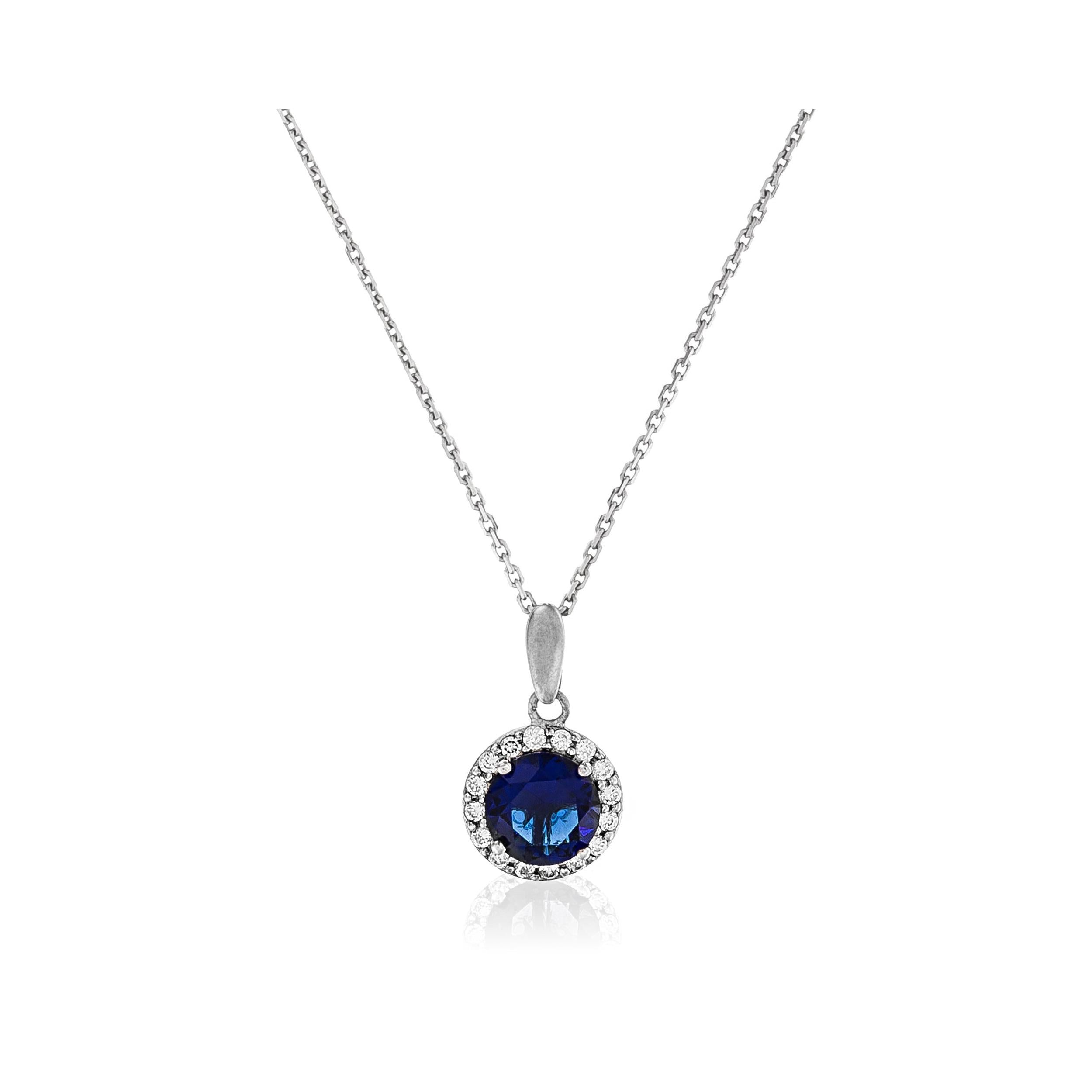 Pendentif "Bleu Merveilleux" Or Blanc 375/1000